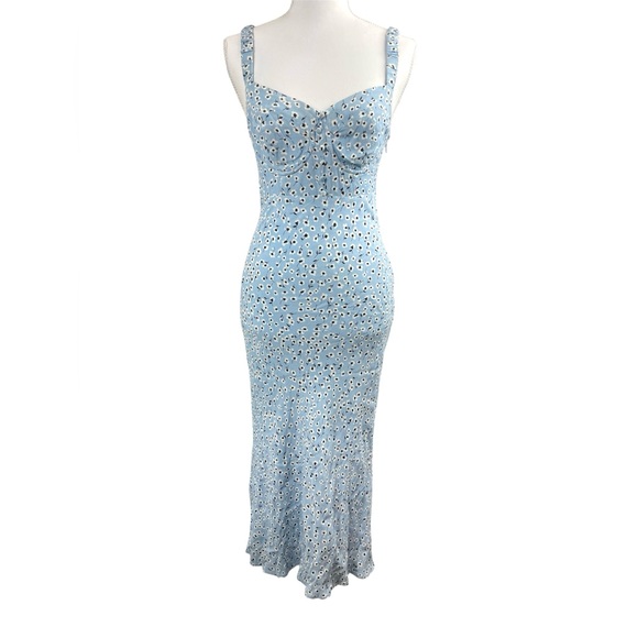 ASTR The Label Halle Bustier Slip Midi Dress Light Blue Floral coquette girly XS - Picture 9 of 16